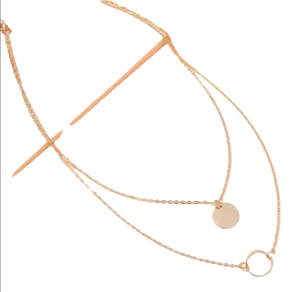 Gold Layered Disc Necklace - Picture 2 of 2